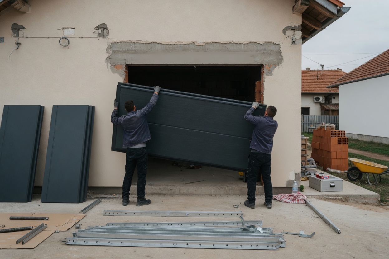 Montaža garažnih vrata na terenu